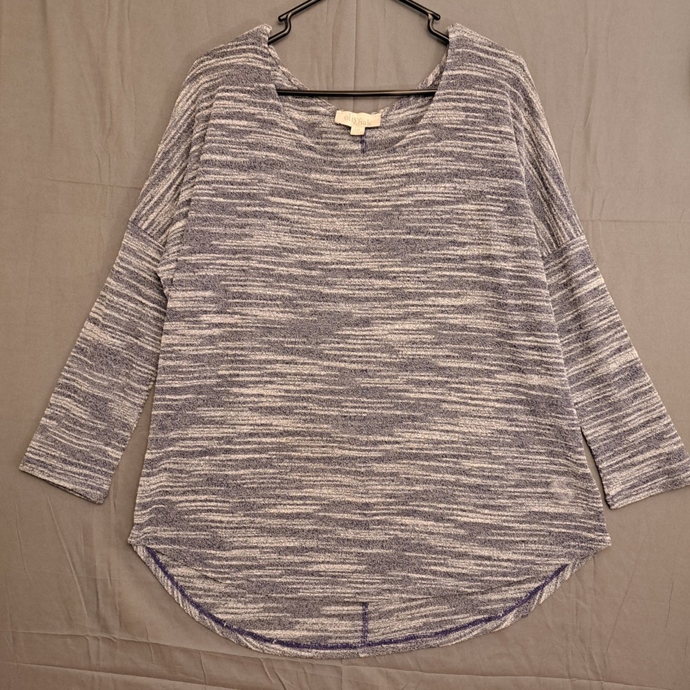 Olive & Oak Scoop Neck Quarter Sleeve Shirt Womens Size XXL Space Dyed Blue